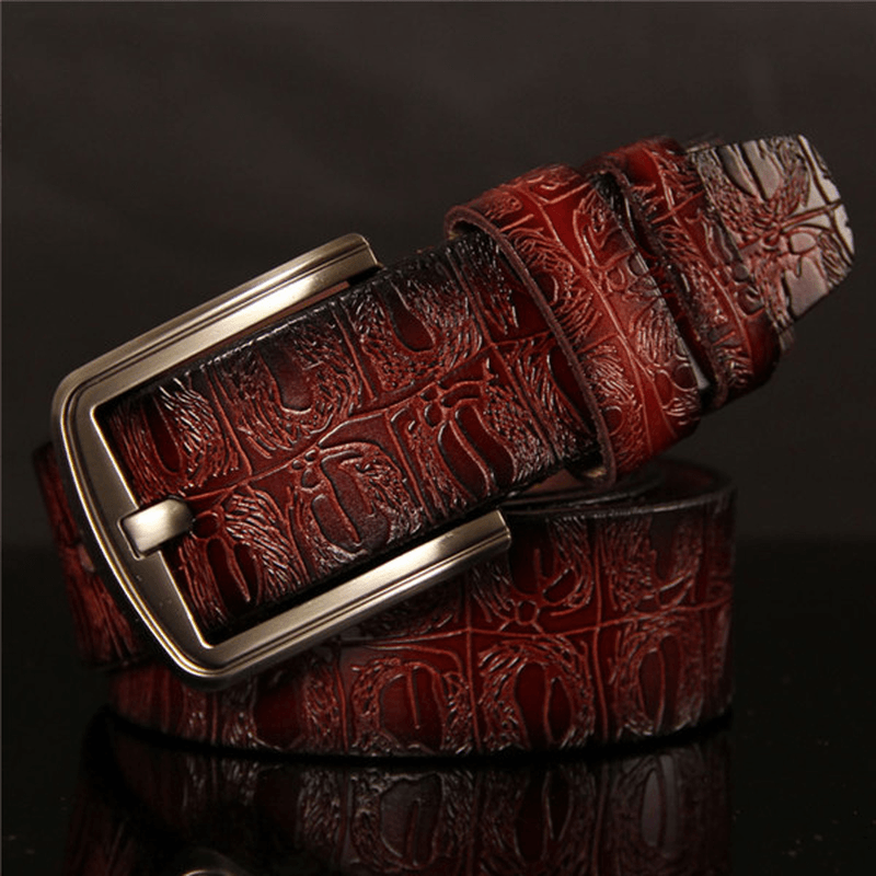 125CM Men Business Cow Leather Belt with Anti-Scratch Buckle - MRSLM