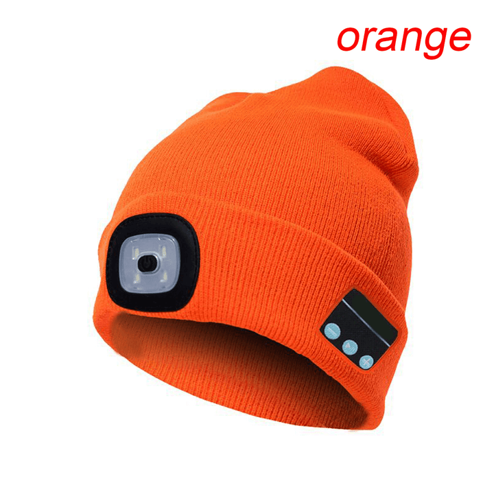 LED Light Wireless Bluetooth Hat Knitted Hat Outdoor Fishing Climbing Hiking Cap - MRSLM