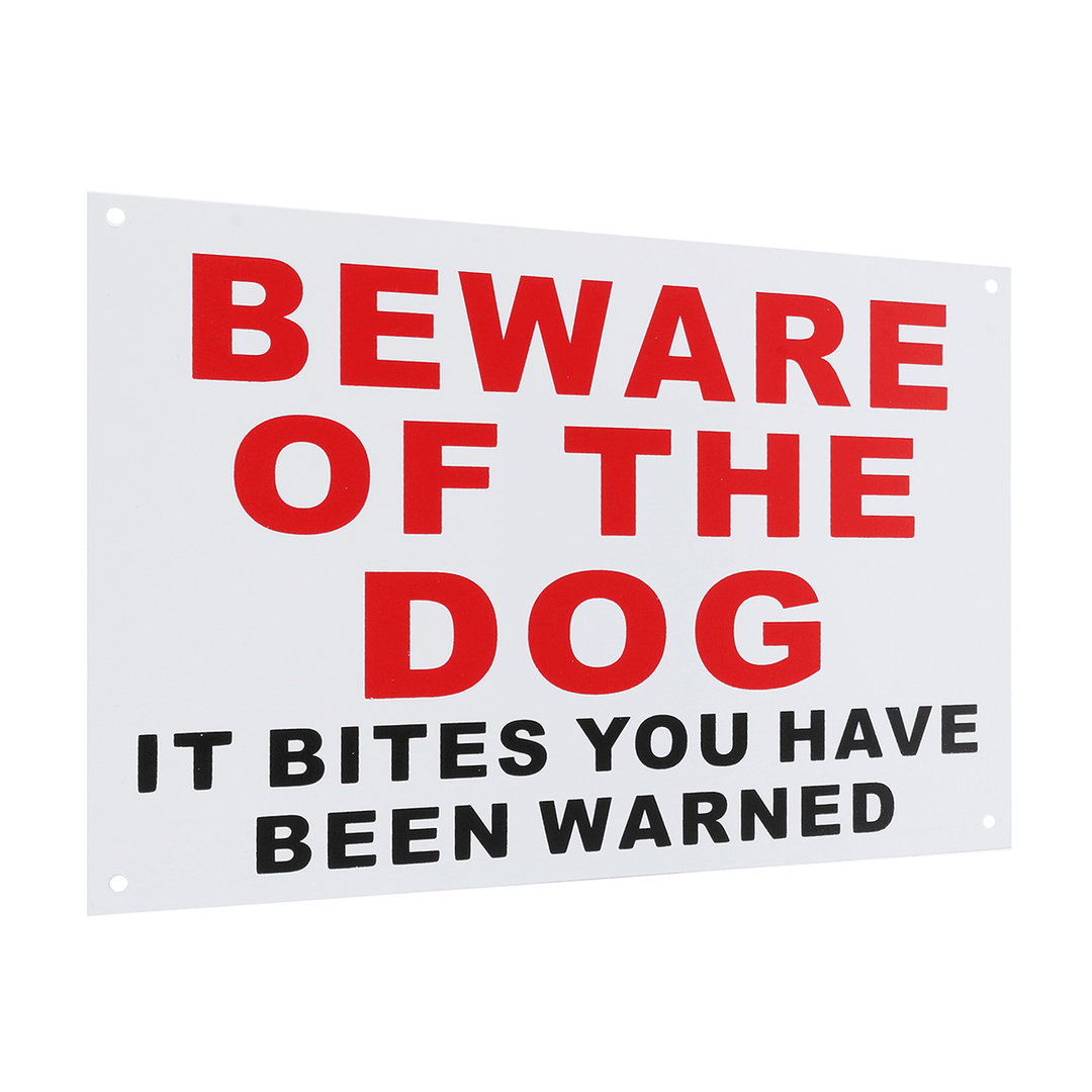 Beware of the Dog It Bites You Have Been Warned Plastic Sticker Security Wall Signs Waterproof - MRSLM