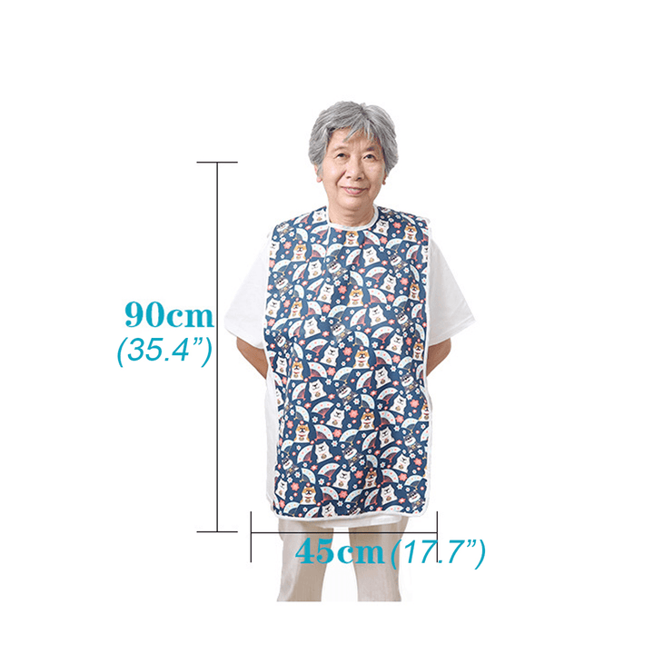 Elderly Patient Adult Waterproof Bib Feeding Drinking Anti-Leak Clothes Protector for Adult Mealtime Bib - MRSLM