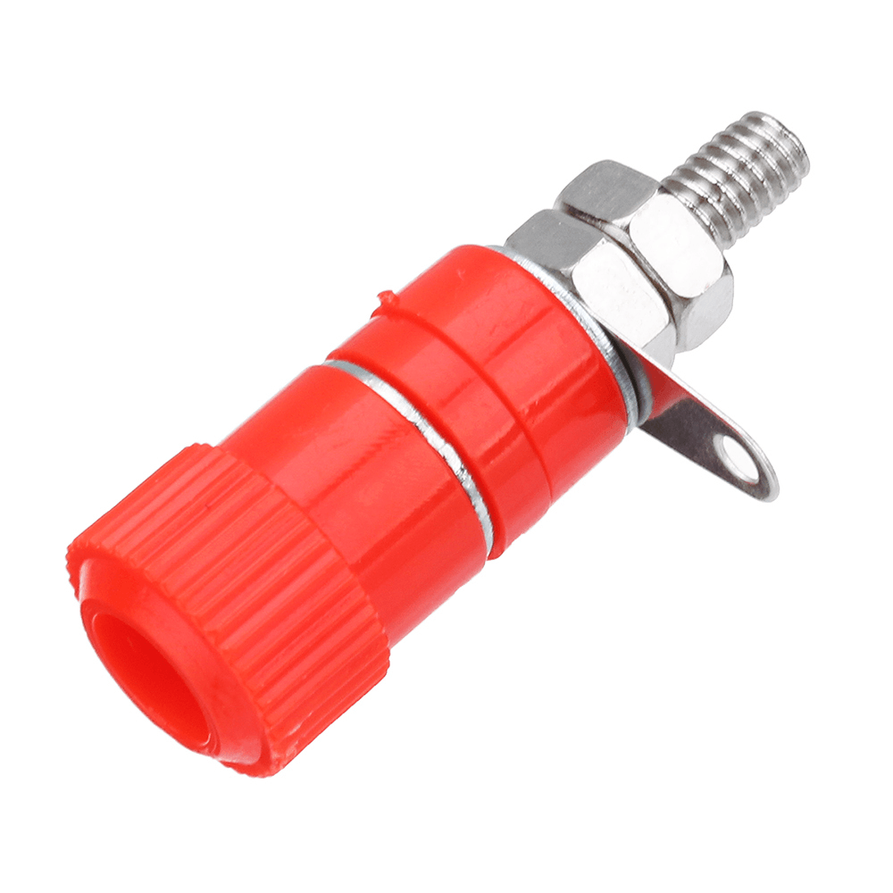 Excellway 10Pcs 4Mm Banana Socket Nickel-Plated Link Post Nut Banana Plug Jack Connector Red Black - MRSLM