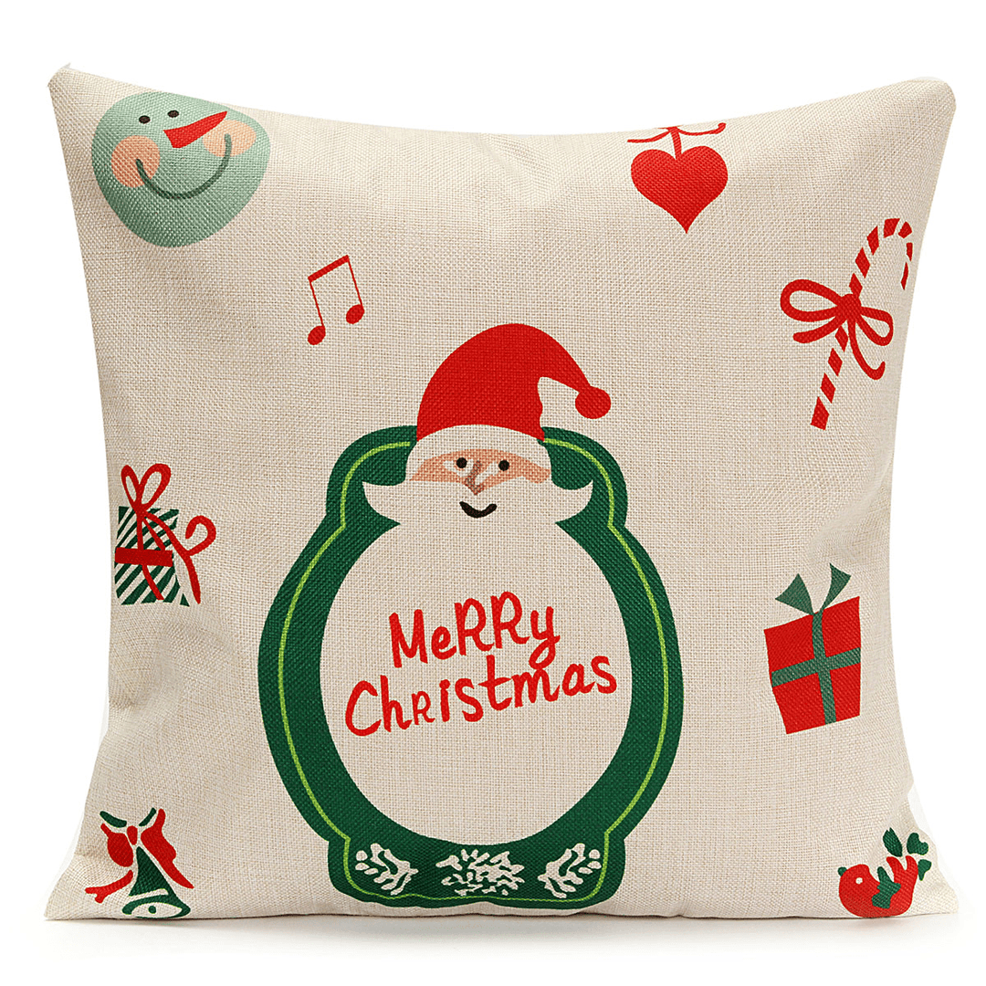 45X45Cm Christmas Tree Red Deer Gift Fashion Cotton Linen Pillow Case Santa Claus Home Decor - MRSLM