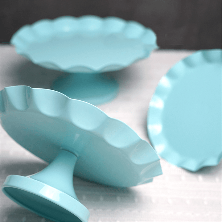 3 Size Blue round Cake Cupcake Stand Pedestal Dessert Holder Wedding Party Decorations - MRSLM