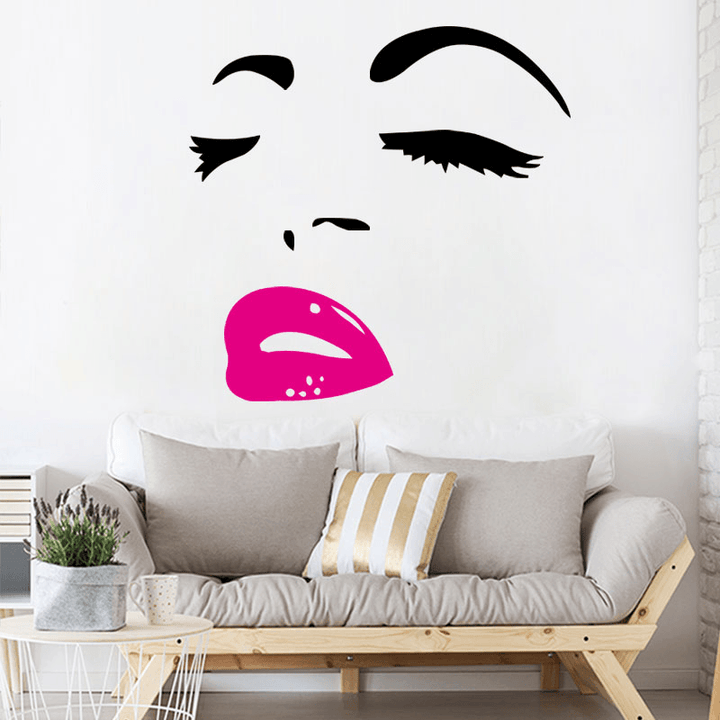 Miico FX1258 Red Lip Beauty Girl Wall Sticker Wall Art Home Decoration Stiker - MRSLM