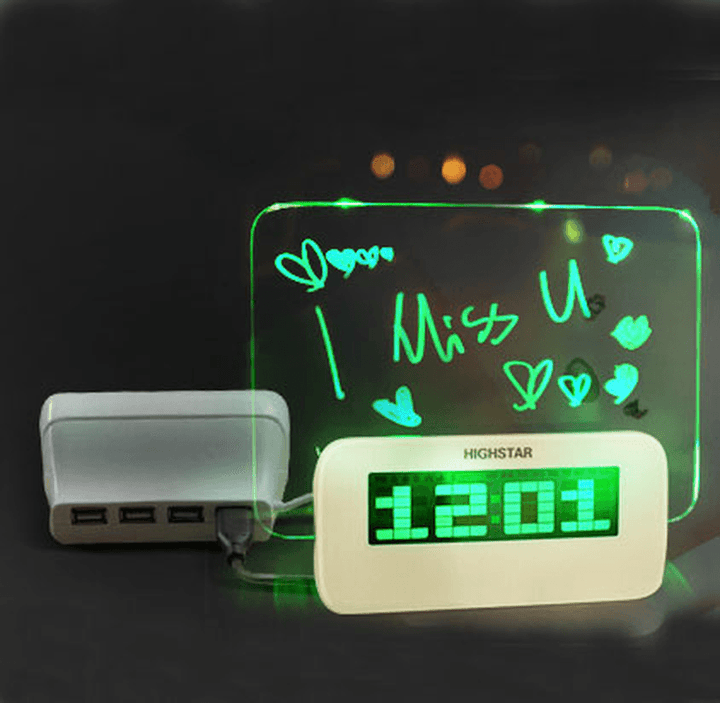 HIGHSTAR Model B Fluorescent Message Board Alarm Clock Memo Calendar Thermometer Light - MRSLM