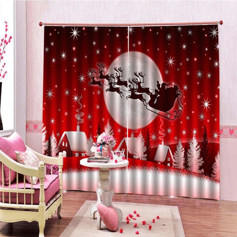 2PCS 3D Print Window Curtain Drapery Door Screen Panel for Christmas Decoration - MRSLM