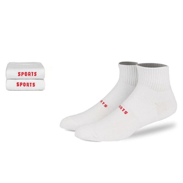 Mens Casual Letter SPORT Cotton Ankle Socks High Elastic Breathable Socks - MRSLM