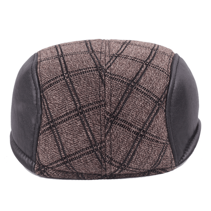 Mens Vintage Grid Casual Patchwork Beret Caps - MRSLM