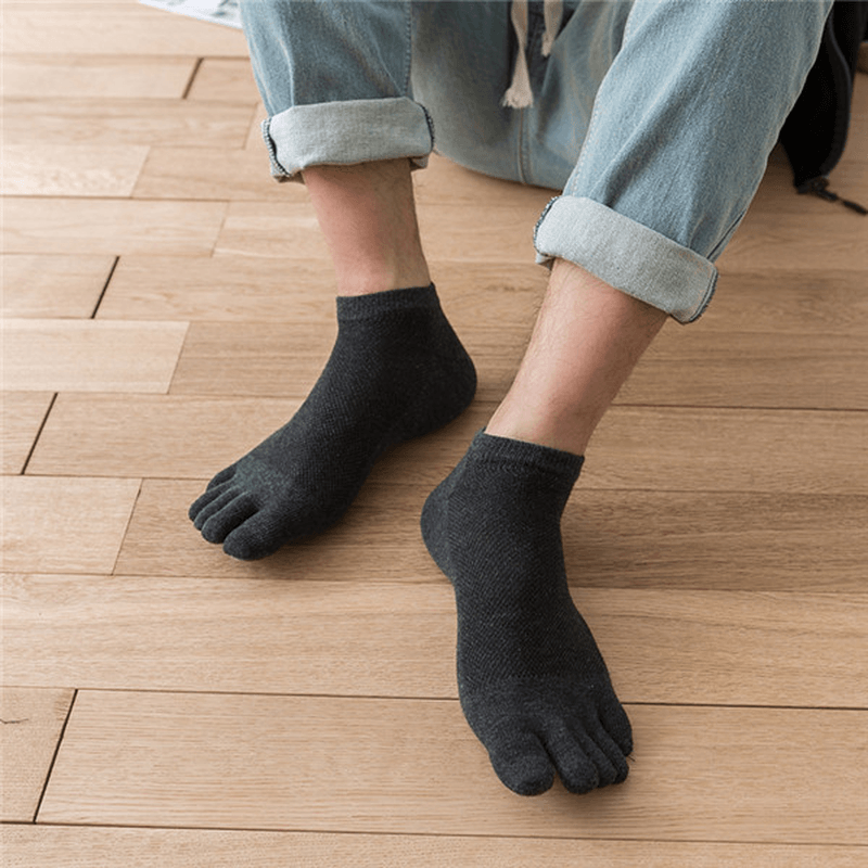 Mens Cotton Mesh Breathable Invisible Toe Socks Soft Low-Cut No Show Ankle Sock - MRSLM