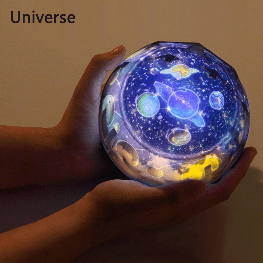 Starry Sky Earth Rotate Projector LED Night Light USB AA Battery Powered LED Night Lamp Novelty Baby Light - MRSLM