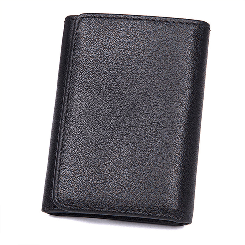 9 Card Slots Men Genuine Leather RFID Blocking Secure Wallet Minimalist Classic Card Holder - MRSLM