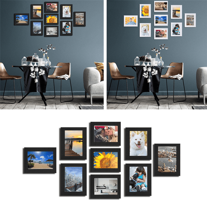 9 Pcs DIY Multi Photo Frame Set Hanging Picture Modern Display Wall Art Home Decorations - MRSLM