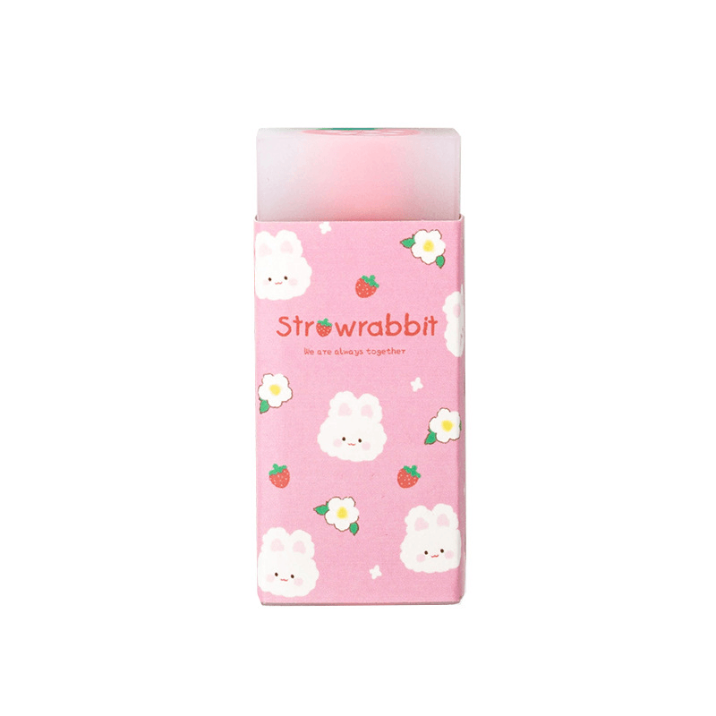 Lovely Strawberry Sandwich Eraser Portable Wipe Clean Eraser Drawing Writing Rubber Student Stationery - MRSLM