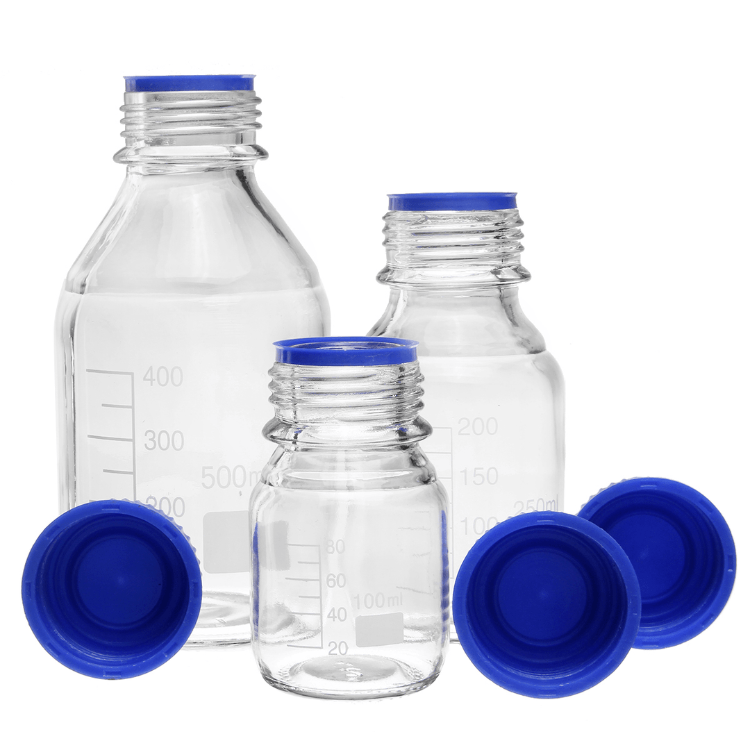 100/250/500Ml Borosilicate Glass Clear Reagent Bottle Blue Screw Cap Lab Storage Bottle - MRSLM