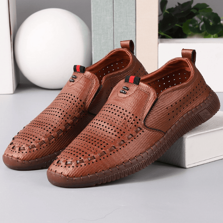 Menico Men Microfiber Breathable Hollow Out Soft Sole Comfy Casual Business Shoes - MRSLM