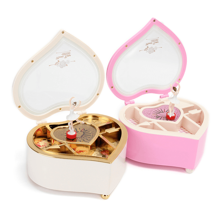 Kid Heart Shaped Jewellery Music Box Ballerina Xmas Toy Gift Home Decor - MRSLM