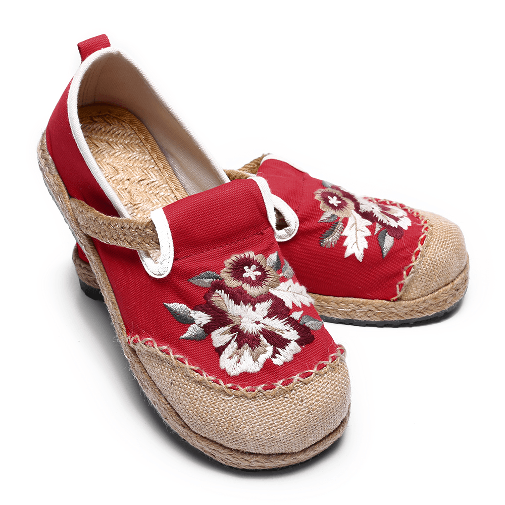 Women Old Peking Flowers Embroidery Casual Espadrille Loafers - MRSLM