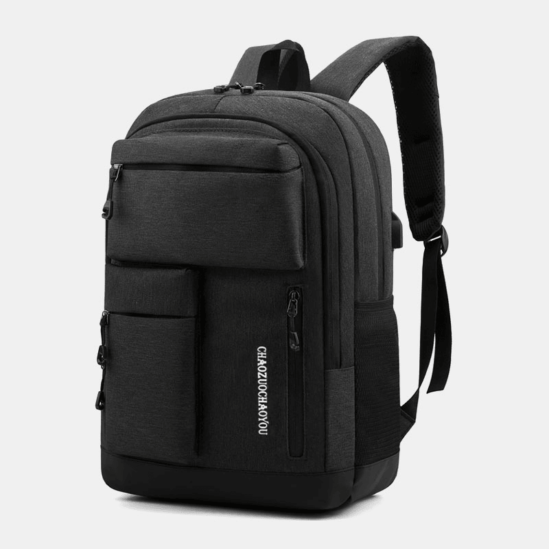 Men Oxford Multi-Pocket Large Capacity USB Charging Backpack Casual Wild Waterproof School Bag - MRSLM