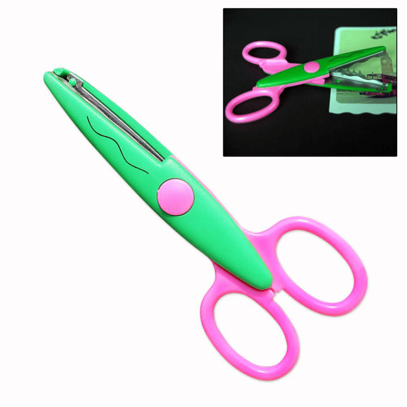 Decorative DIY Zig Zag Sewing Scissors Mini Curly Shears Creative Edge Wave Flower for Crafts Fabric - MRSLM