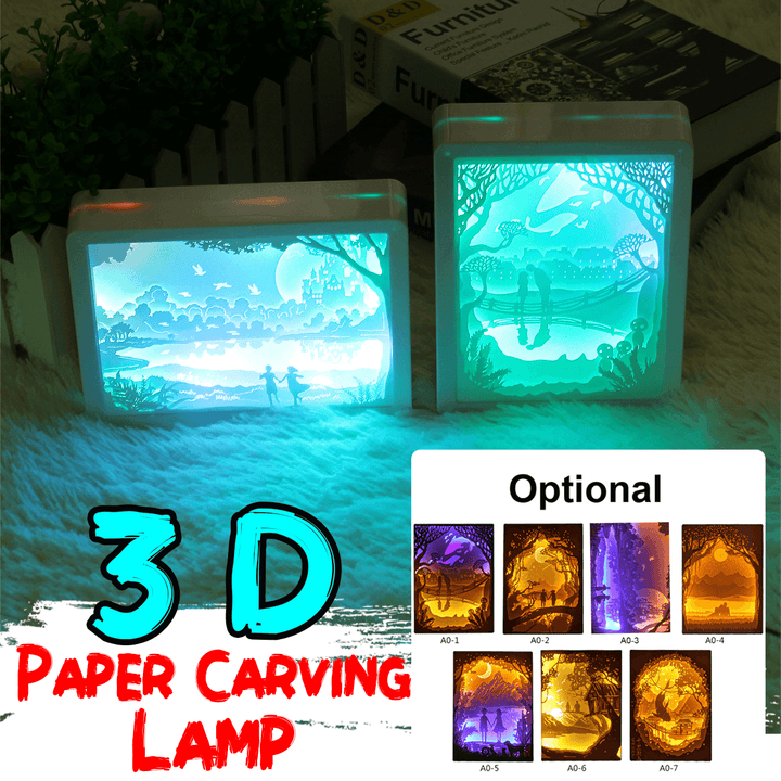 3D Paper Carving Lamp Art Creative LED Night Light Birthday Gift Romantic Decor - MRSLM