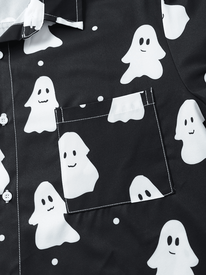 Mens Casual Ghost Cartoon Halloween Shirts - MRSLM