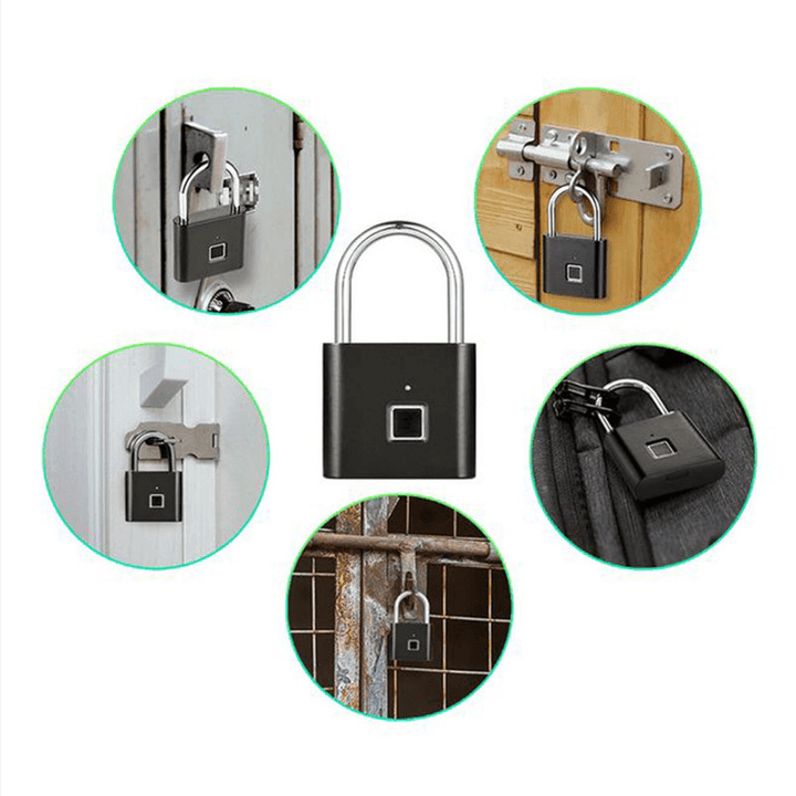 Smart Fingerprint Padlock Keyless Anti-Theft USB Charging Luggage Suitcase Bag Security Home Electronic Door Lock - MRSLM