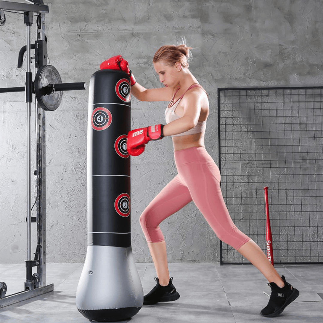 Inflatable Boxing Bag Boxing Pillar Punching Bag PVC Thickening Home Fitness Inflatable Punching Bag for Children Adult - MRSLM