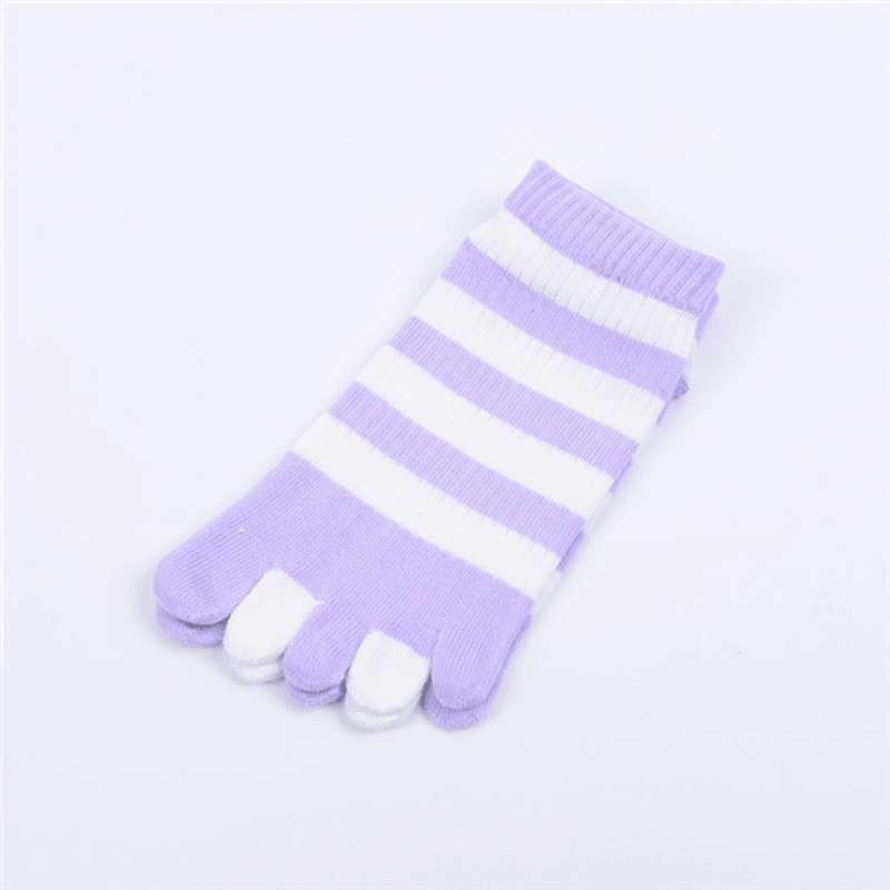 Women Wide Stripes Comfortable Five Toe Socks - MRSLM