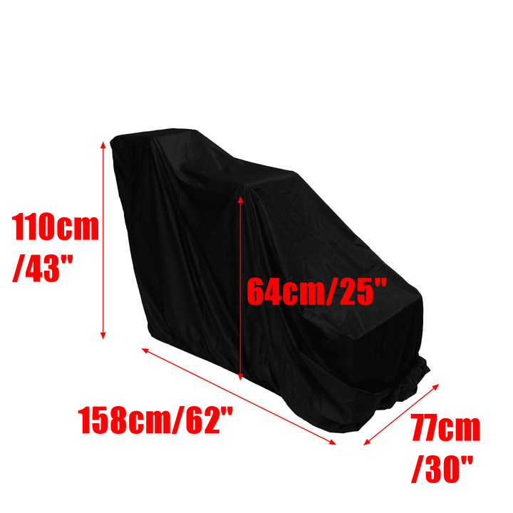 Black Polyester All Weather Protective Snow Thrower Cover 158X77X110Cm - MRSLM