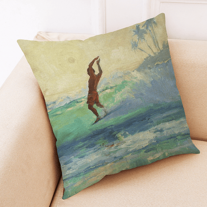 Honana 45X45Cm Home Decoration Colorful Beach Patterns Cotton Linen Pillow Case Sofa Cushion Cover - MRSLM