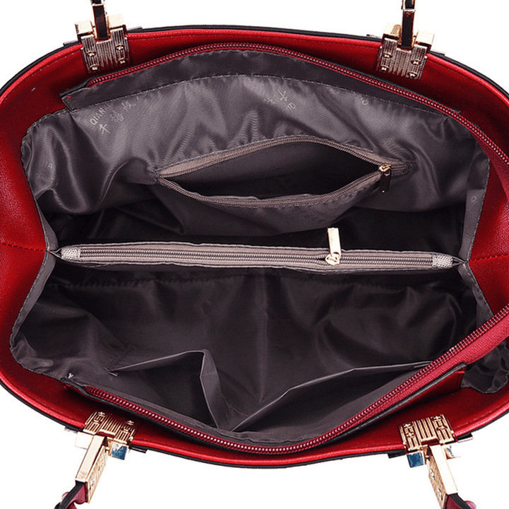 Women Floral PU Leather Capacity Tote Elegant Shoulder Bag Vintage Crossbody Bags - MRSLM
