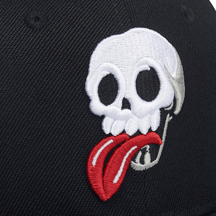 Unisex Mesh Patchwork Cartoon Skull Embroidery Big Flat Brim Breathable Hip Hop Baseball Cap - MRSLM