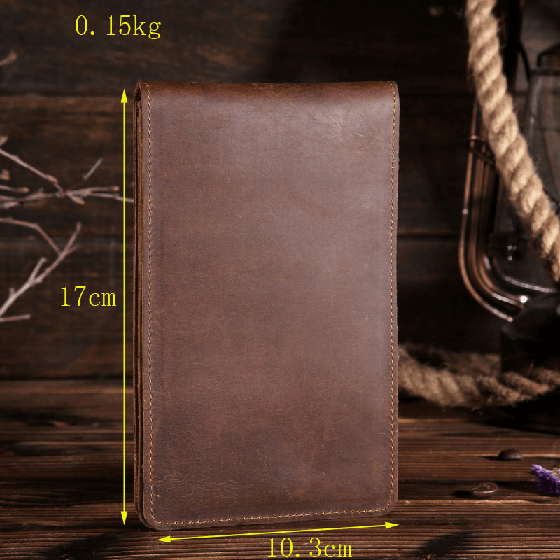 Vinatge Genuine Leather Long Wallet Card Holder Thin Slip for Men - MRSLM