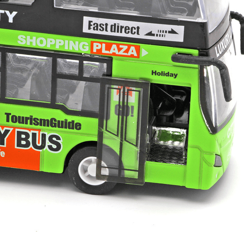 Urban Double-Decker Top Bus Bus Toy Sound and Light Pull Back Children'S Car - MRSLM