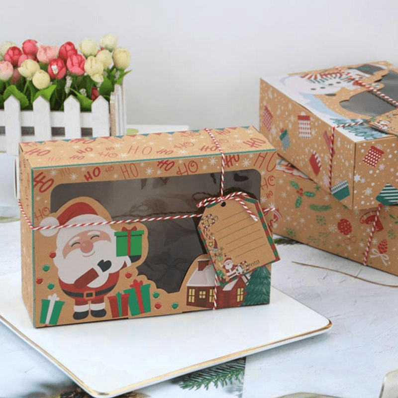 Window Christmas Candy Biscuit Box Cake Bread Muffin Gingerbread Box - MRSLM