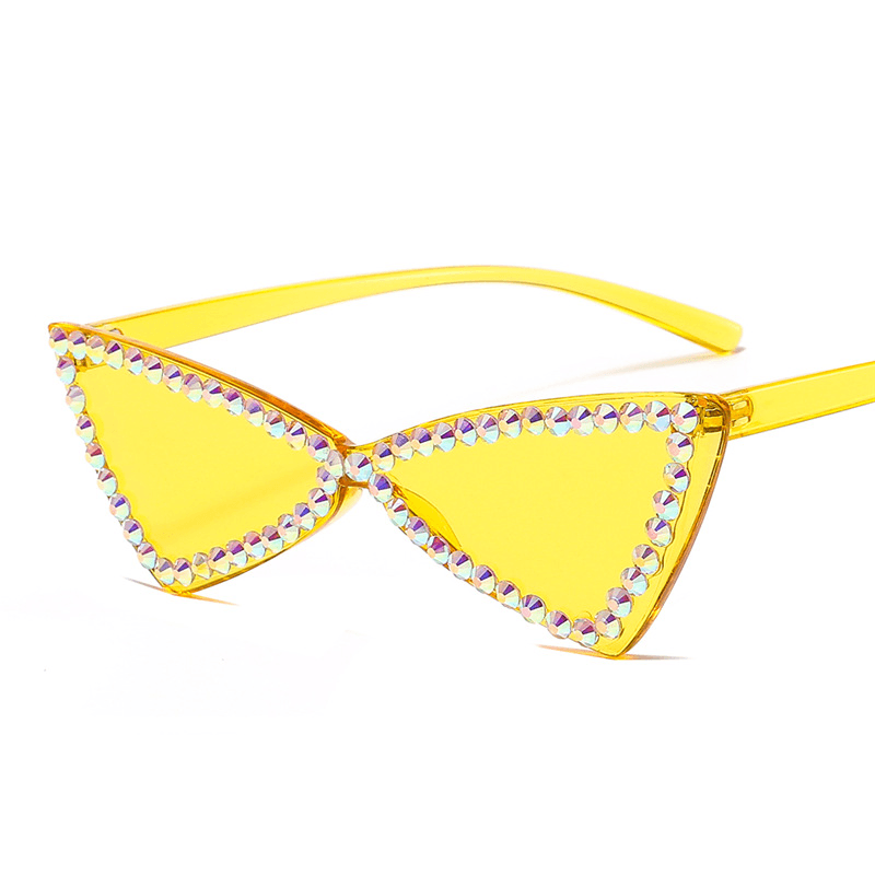 Retro Triangle Rimless Glasses Rhinestone Sunglasses Ladies Cat Eye Sunglasses - MRSLM