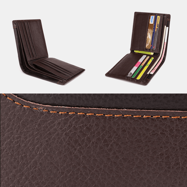 Men RFID Genuine Leather Multi-Card Slots Money Clip Wallet - MRSLM