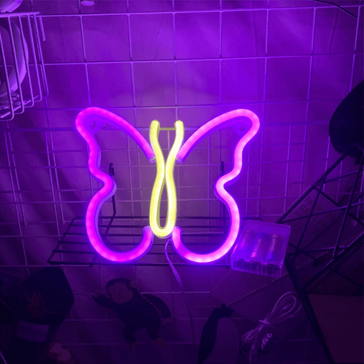LED Neon Butterfly Interior Decoration Night Light Atmosphere Light - MRSLM