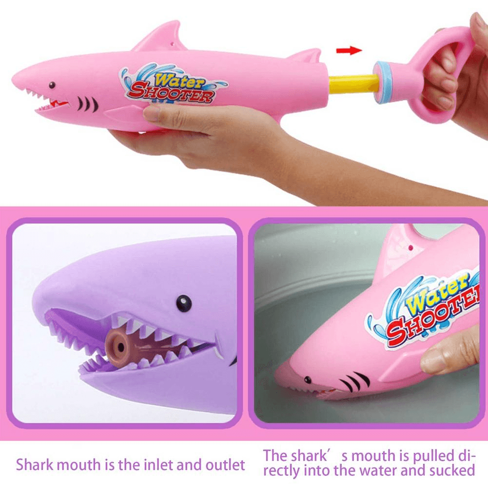 3PC Children'S Toy High-Pressure Drawing Cartoon Shark Beach Rafting Spray Gun - MRSLM