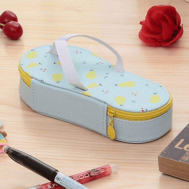 Cute Fruit Flip-Flops Creative Slippers Pencil Bag School Office Stationery Supplies Pencil Case - MRSLM