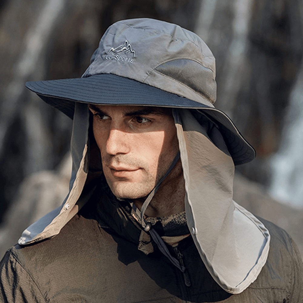 Men Outdoor Hinking Hat Summer Protection Cover Face Visor Outdoor Fishing Hat - MRSLM