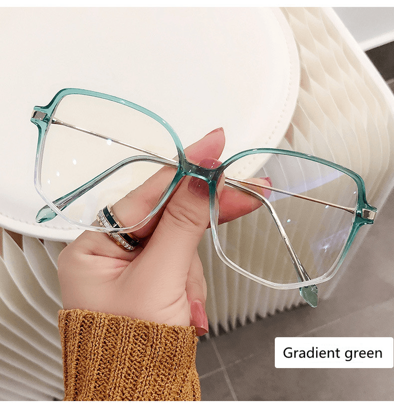 Anti-Blue Light Flat Mirror Ladies Retro Big Frame Glasses Frame - MRSLM