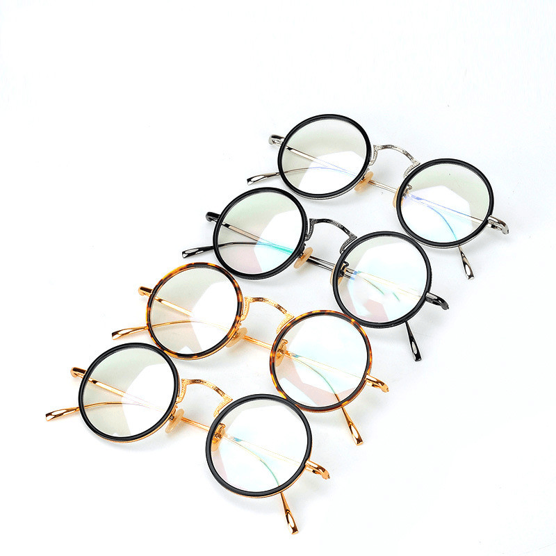 Imported Plate Ladies round Small Frame Glasses Metal Thin Legs - MRSLM