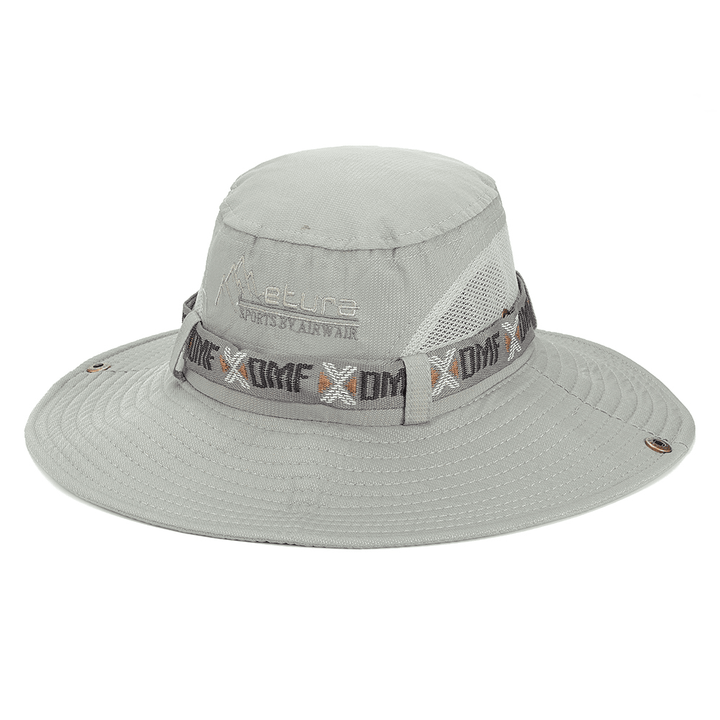 Men Breathable Cotton Wide Brimmed Bucket Hat Outdoor UV Resistence Fisherman Cap - MRSLM