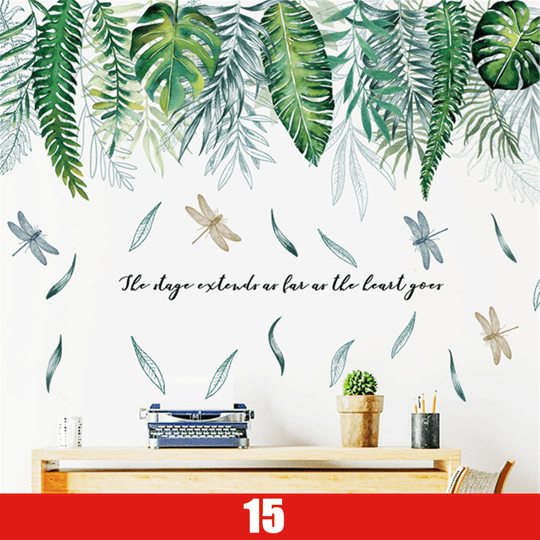 DIY Tropical Leaves Plant Flower Wall Sticker Art Home Decor Office Decal Mural - MRSLM