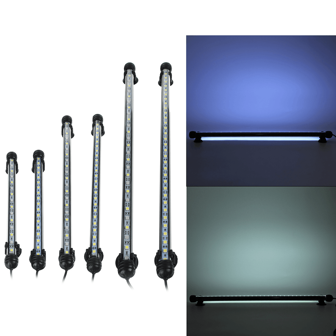 Aquarium Fish Tank Pond LED Strip Lights Bar Lamp Submersible Lights White Blue - MRSLM