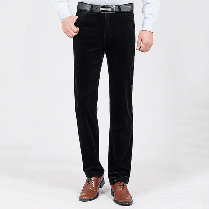 Mens Fall Winter Thick Warm Corduroy Business Straight Pants - MRSLM