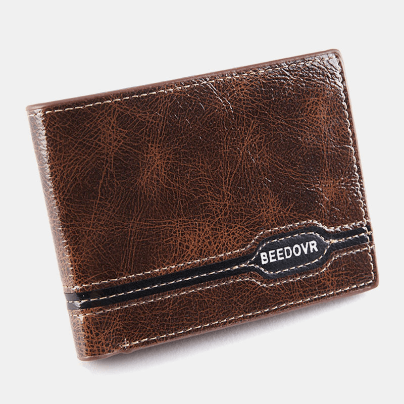 Men Vintage RFID Antimagnetic Faux Fur Patchwork Money Clips Multi-Card Slots Wallet - MRSLM