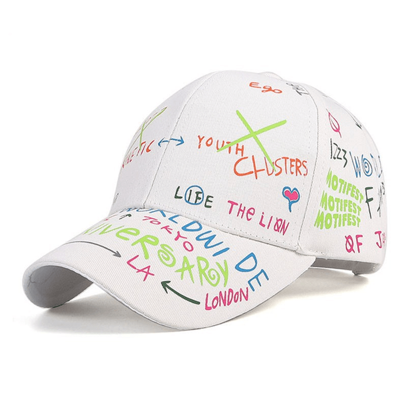 New WHAT Graffiti Baseball Cap Hip Hop Tide Hat Summer Travel Shade Caps Men Women Outdoor Sports Casual Hats Snapback Hats Gorr - MRSLM