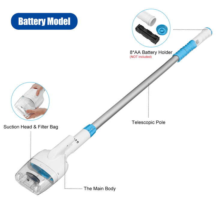 Handheld Cordless Swimming Pool Vacuum Cleaner Waterproof IPX8 Rechargeable Vac above Ground Cleaning Tools - MRSLM